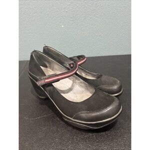 J-41 Shoes‎ Womens 8M Continental Black Mary Jane Wedges Clog Hook Loop Comfort